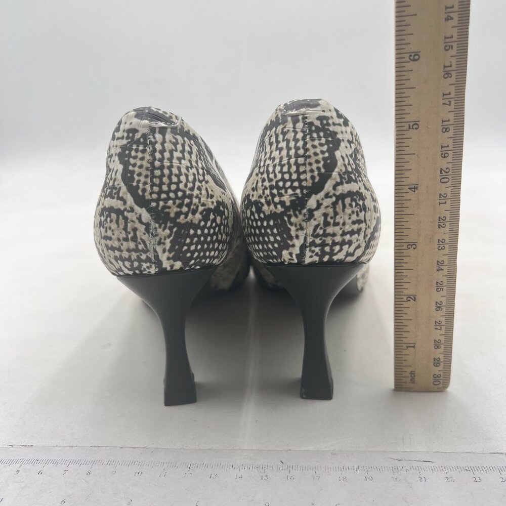 Fowt Snake Print Croc-Embossed Pointed Toe Pumps … - image 5